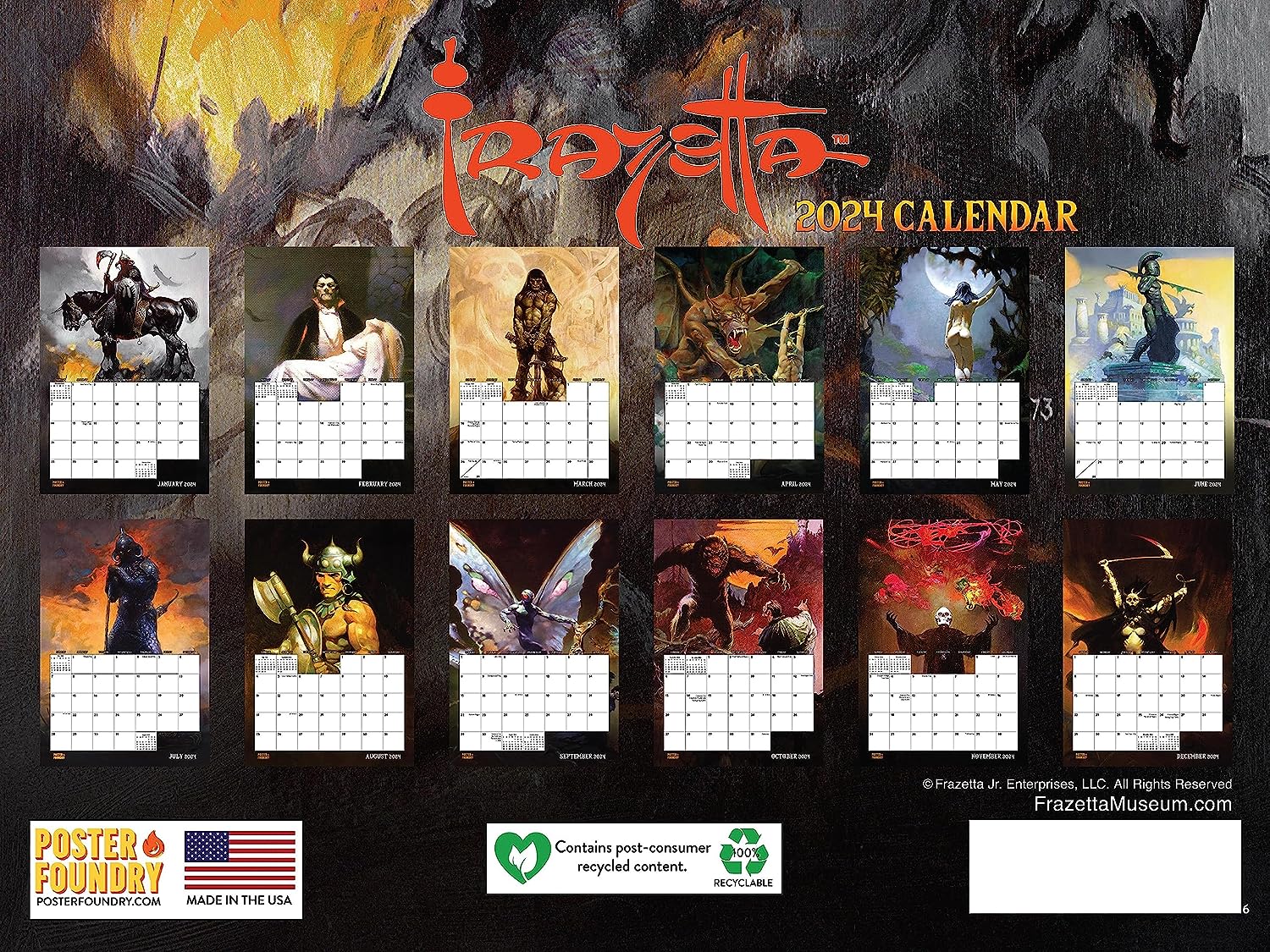 Frank Frazetta 2024 12 Month Calendar Frazetta Art Museum   A1mfJsSdgHL. AC SL1500 