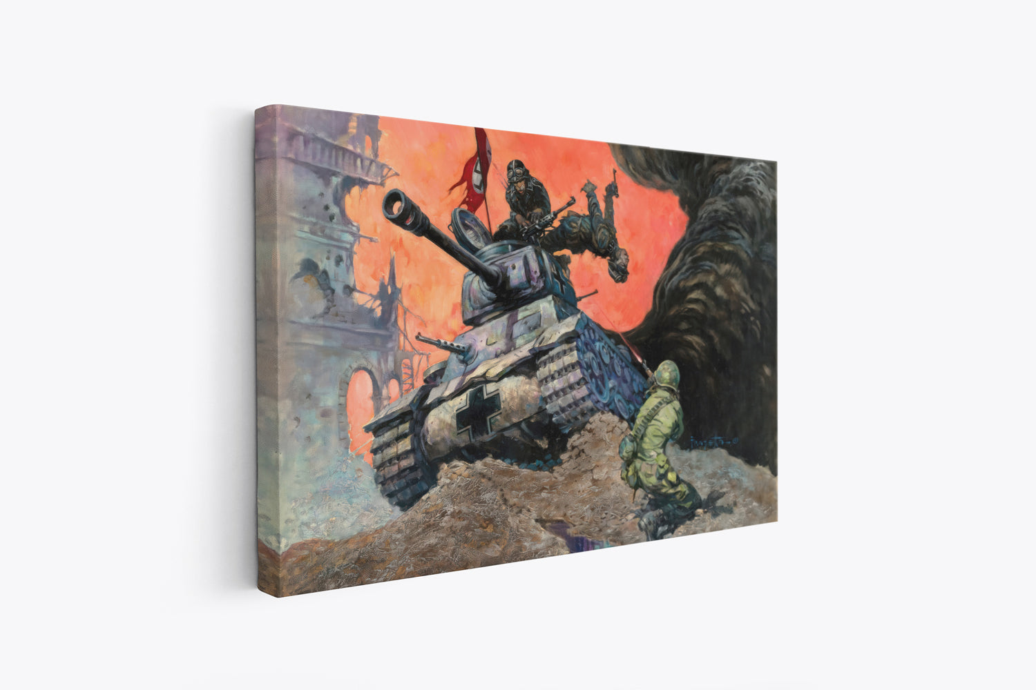 Blazing Combat 4 Mini Wrap-Around Canvas Art