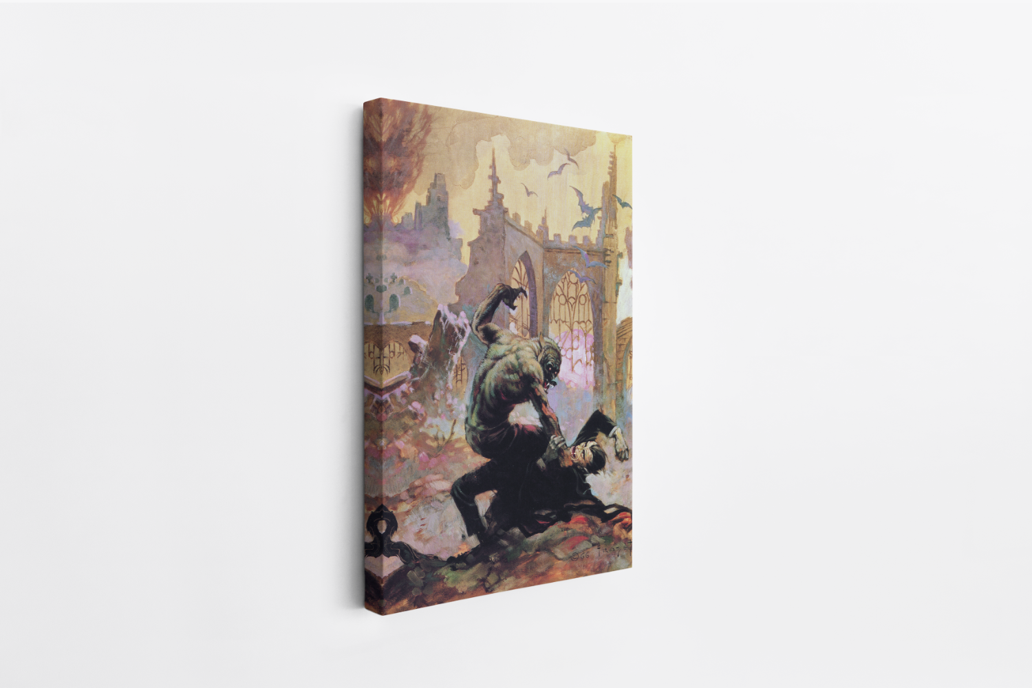 Dracula Meets the Wolfman Mini Wrap-Around Canvas Art