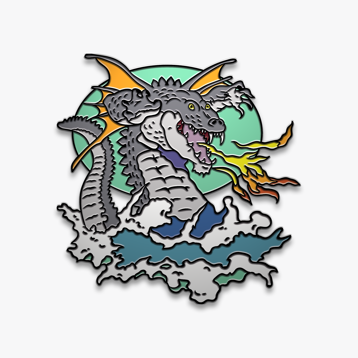 Frazetta Flying Alligator enamel pin featuring a sleek black nickel finish, perfect for collectors and fans of Frank Frazetta’s legendary artwork.