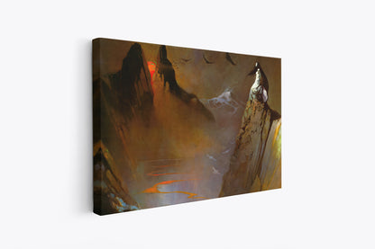 Red Moon, Black Mountain Mini Wrap-Around Canvas Art