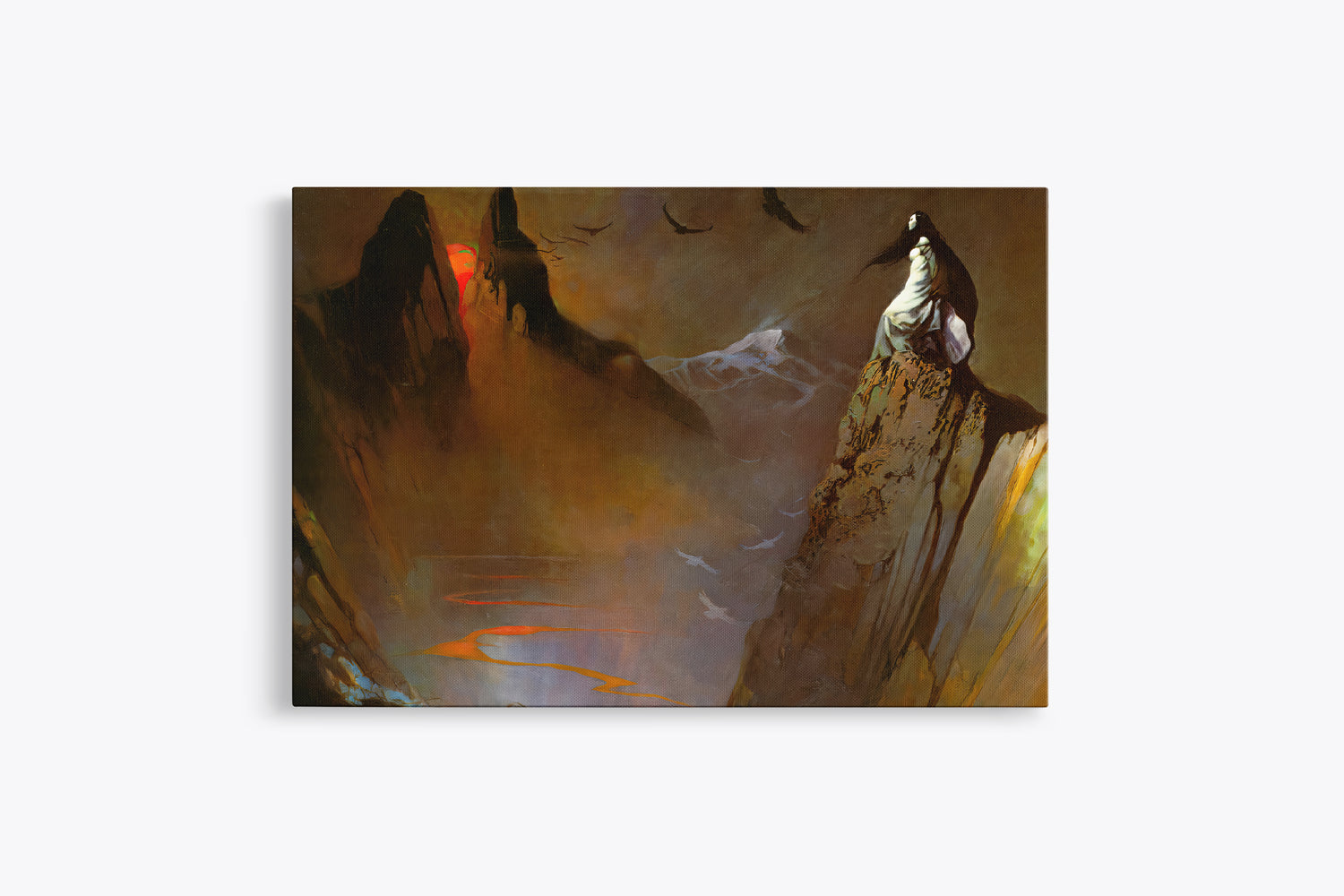 Red Moon, Black Mountain Mini Wrap-Around Canvas Art