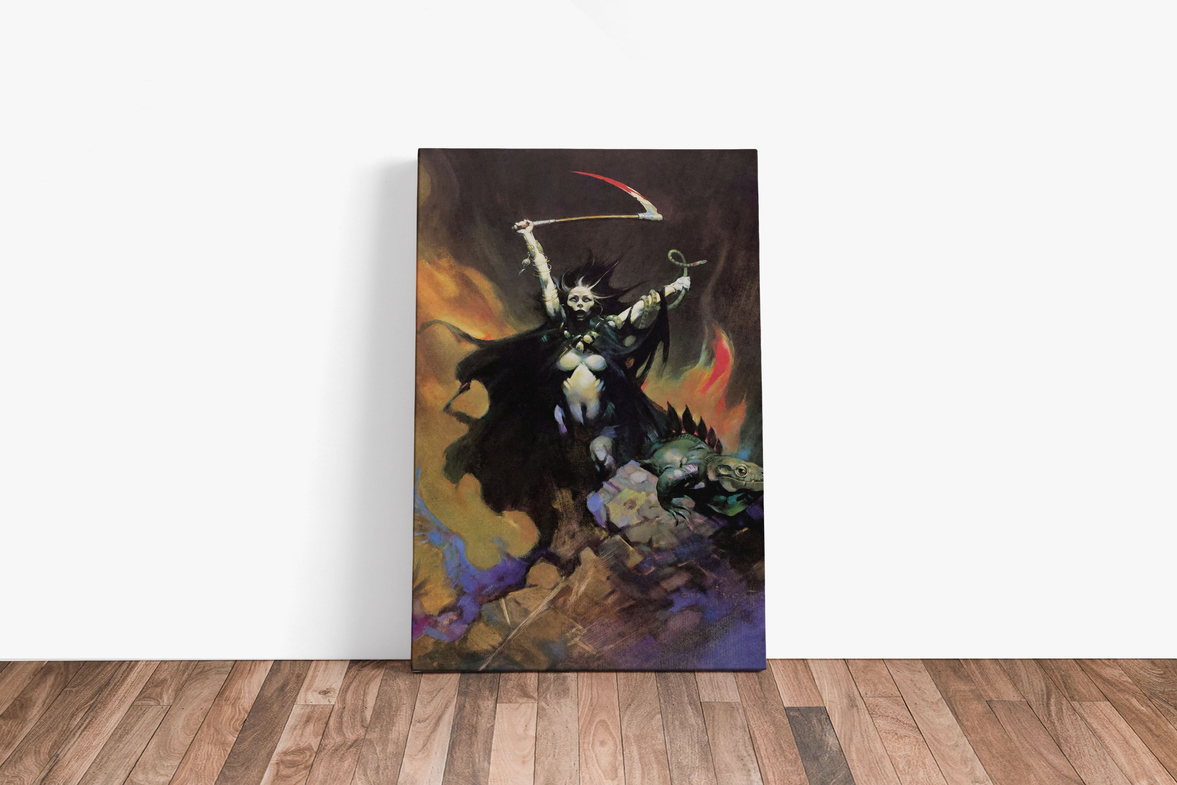 Woman with Scythe Large Wrap Around Canvas