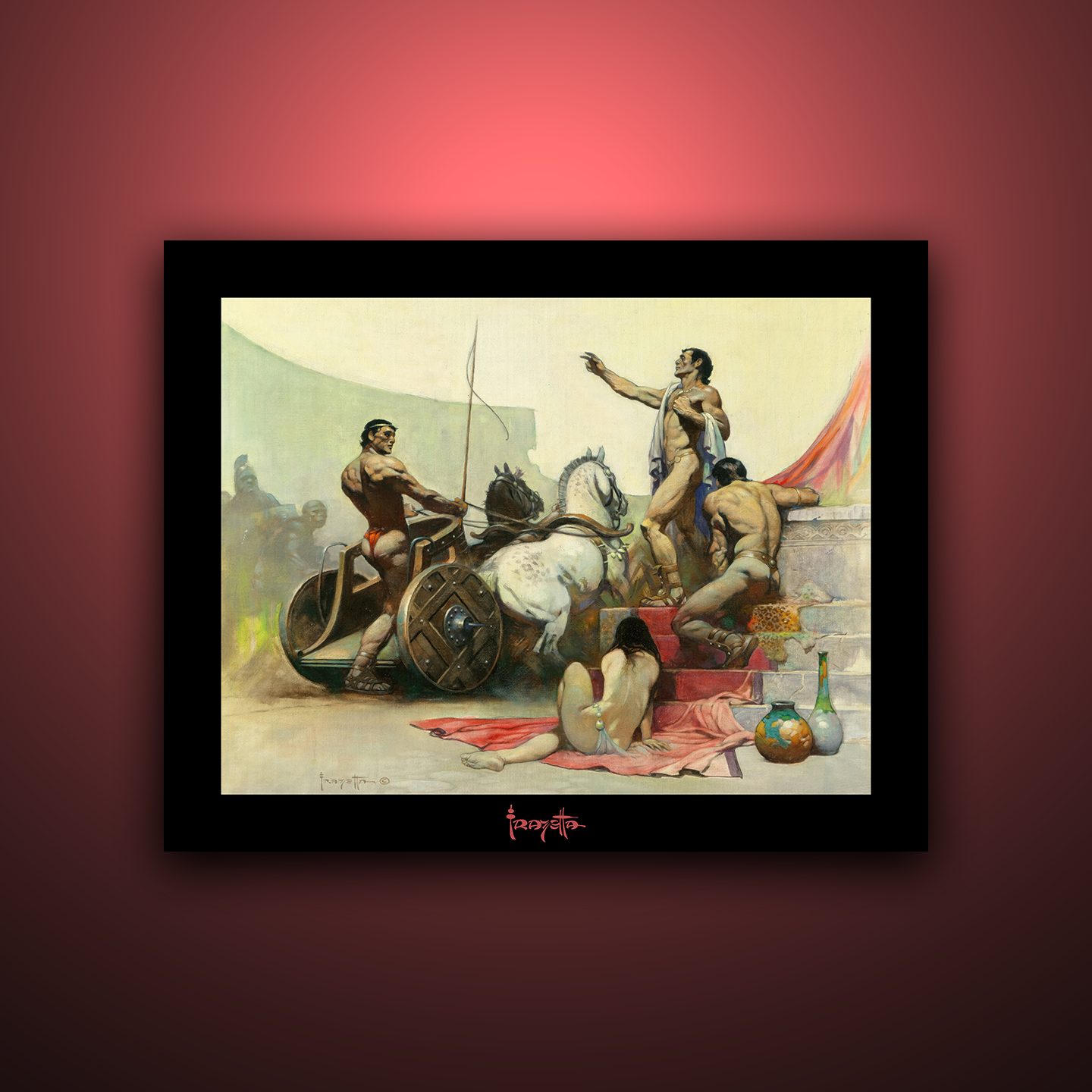 Gallery Series print of &quot;Child of the Sun&quot; by Frank Frazetta, unframed, showcasing striking contrast and vivid energy.