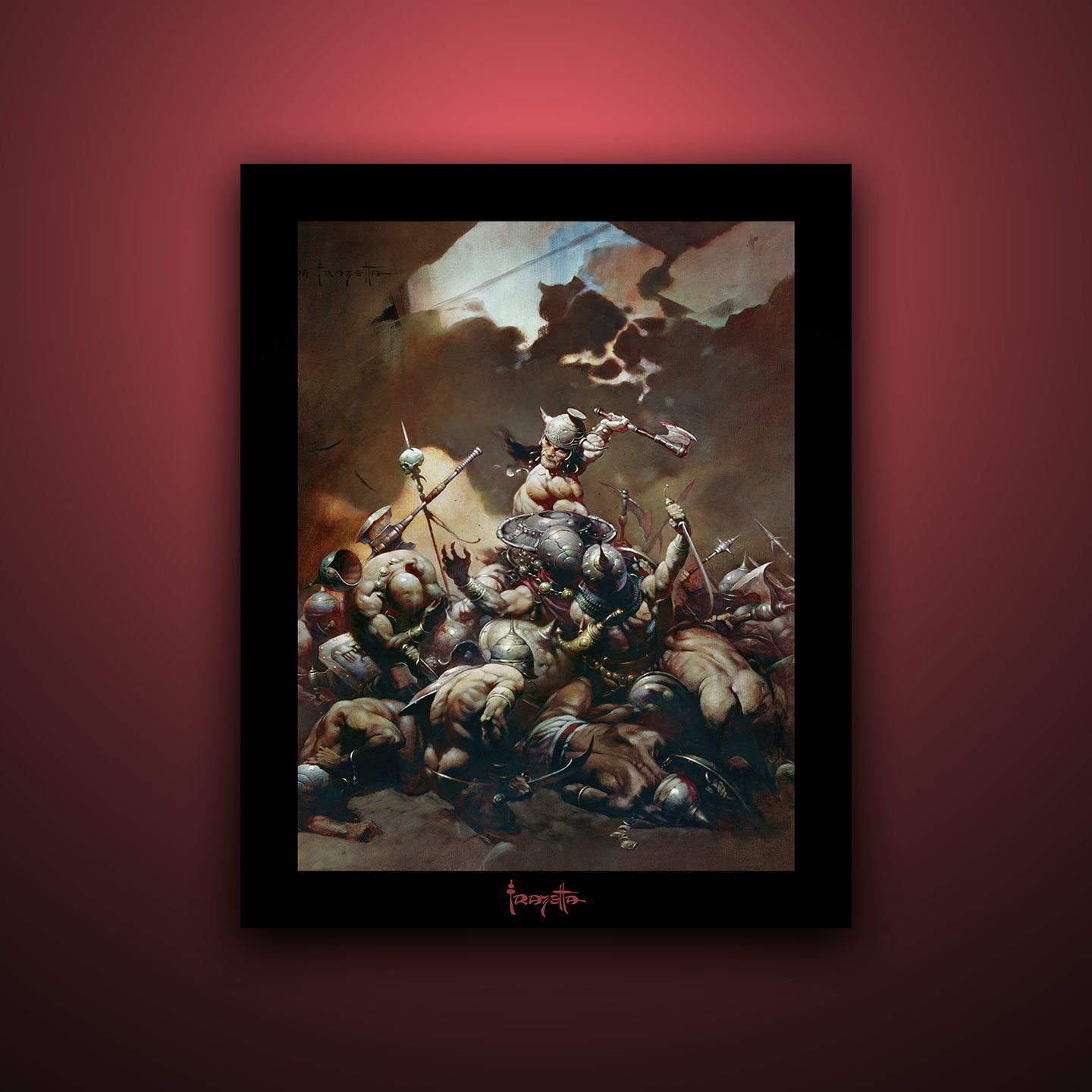 Gallery Series print of &quot;Destroyer&quot; by Frank Frazetta, unframed, showcasing fierce energy and bold imagery.