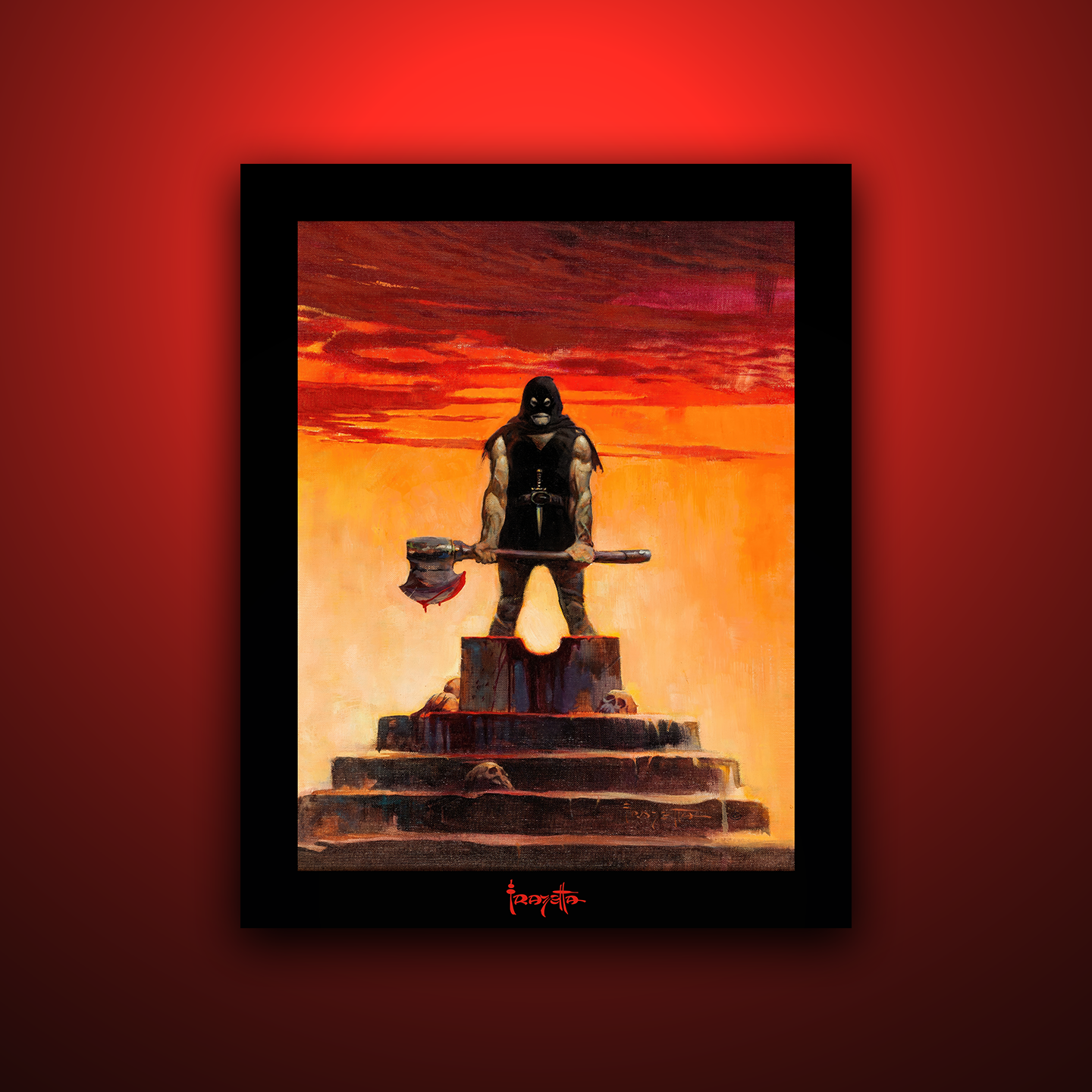 Gallery Series print of &quot;Executioner&quot; by Frank Frazetta, unframed, showcasing dramatic action and dynamic detail.