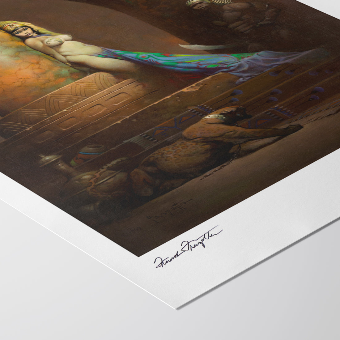 Detailed View of Egyptian Queen Giclée – High-Resolution Print Capturing the Rich Colors and Textures of Frazetta’s Painting