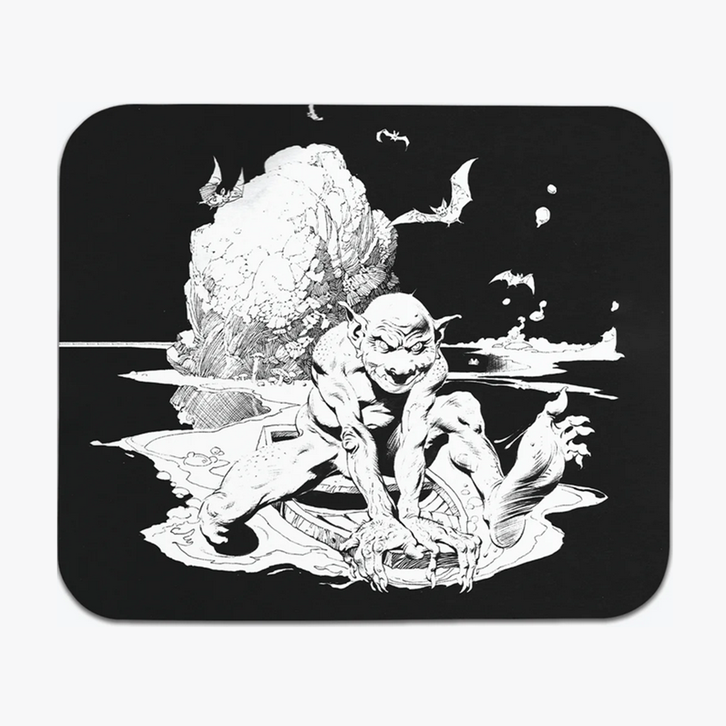 Goblin mousepad showcasing Frazetta’s dark fantasy creatures in an intense, action-packed scene