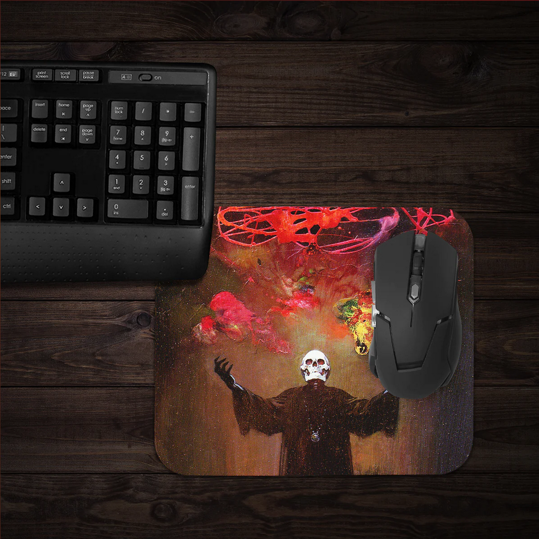 Skull King mousepad on a workstation, featuring Frazetta’s dark fantasy artwork