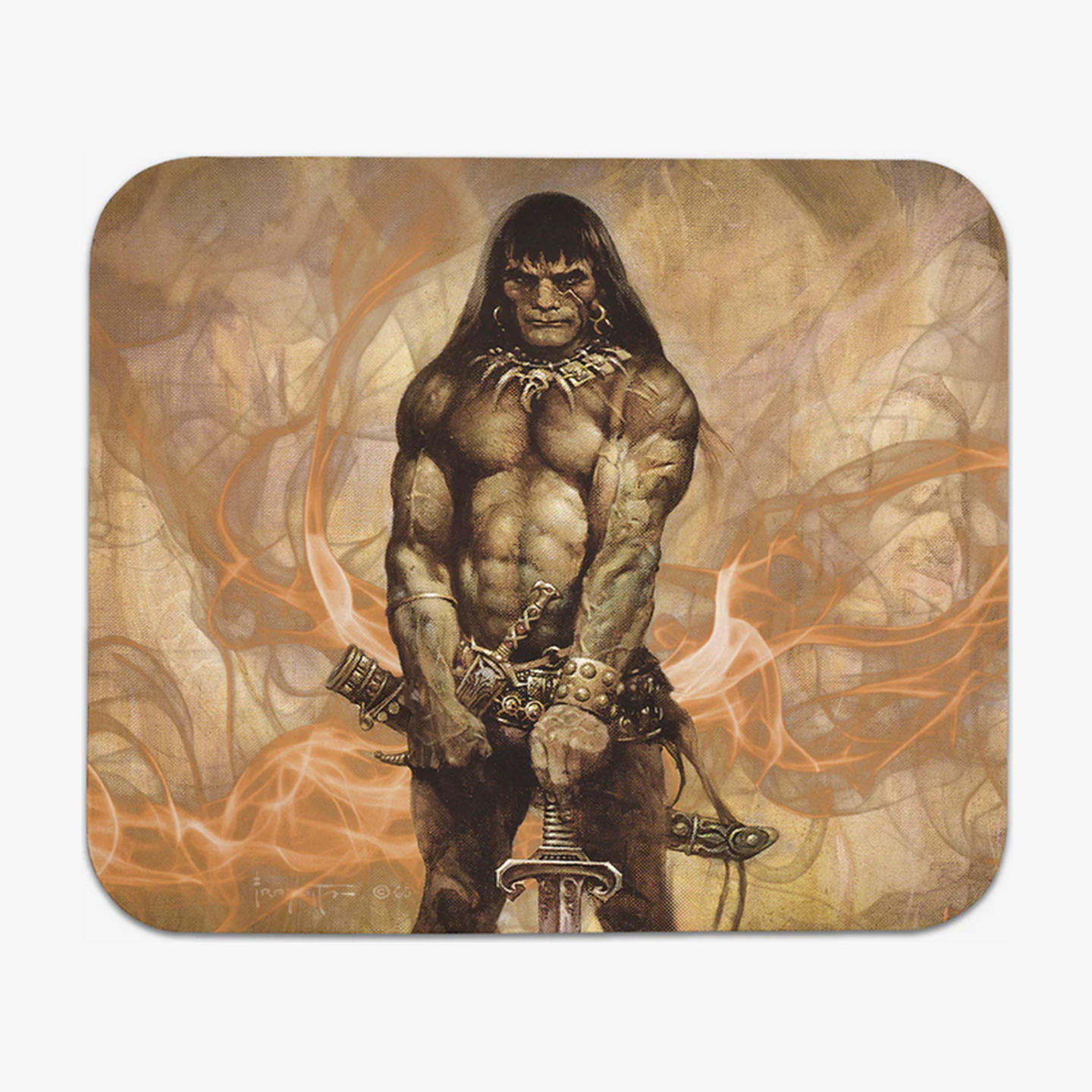 The Barbarian mousepad showcasing Frazetta’s classic sword and sorcery warrior