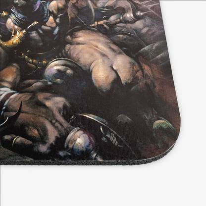 Close-up of The Destroyer mousepad, emphasizing the artwork and material quality