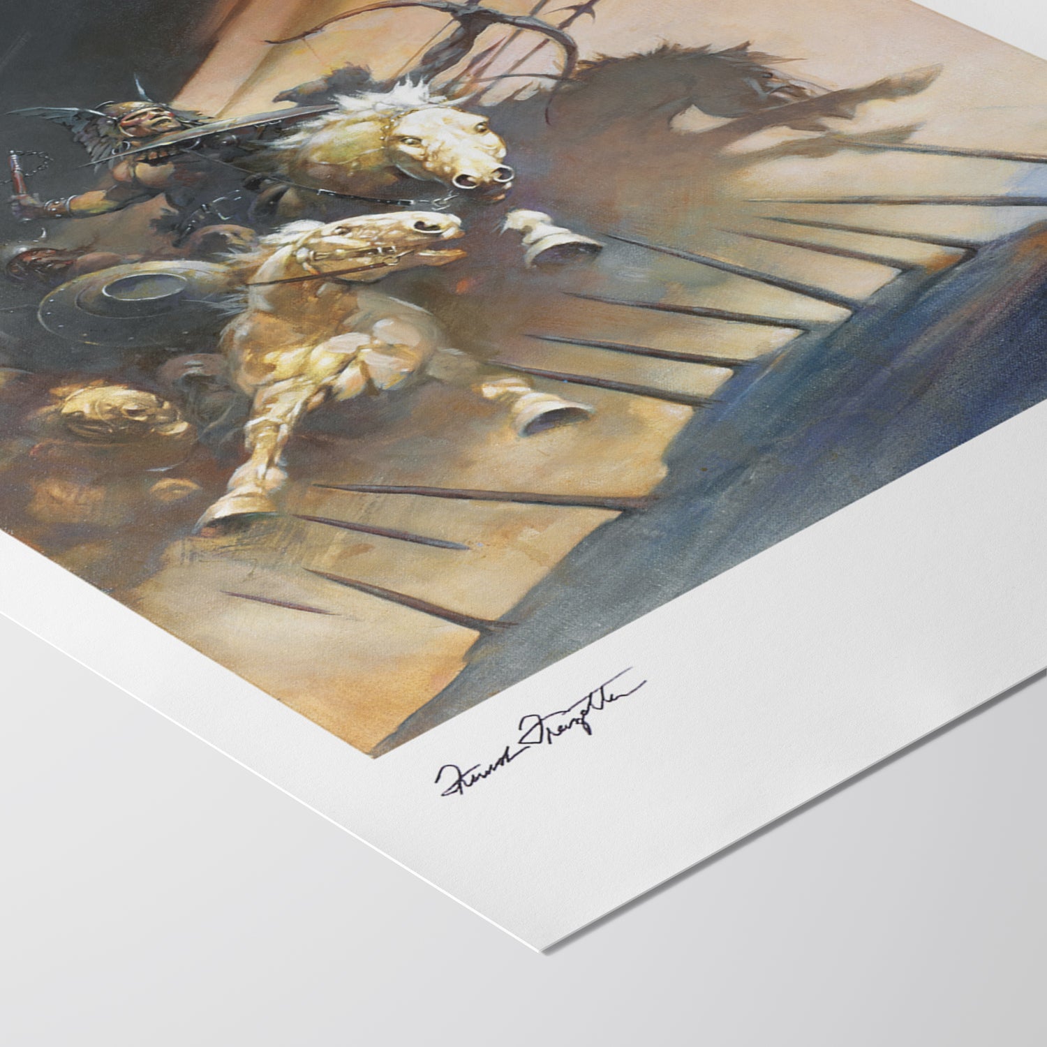 Detailed View of Huns Giclée – High-Resolution Print Capturing the Rich Colors and Textures of Frazetta’s Painting