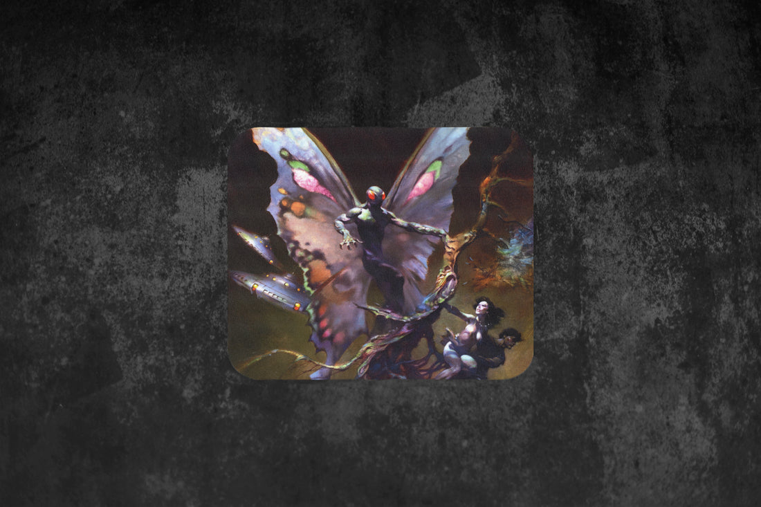 Frazetta’s The Mothman mousepad featuring a dark, eerie depiction of the legendary creature