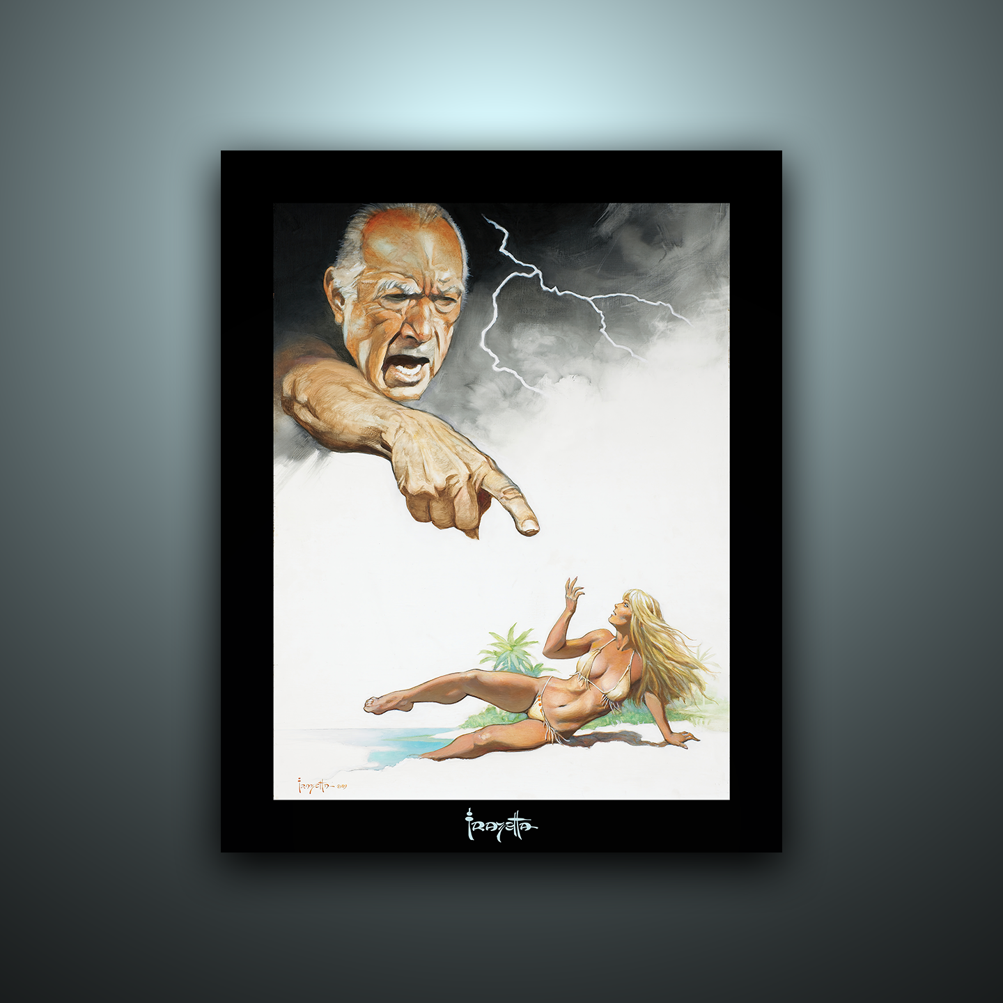 Gallery Series print of &quot;Ghosts Can’t Do It&quot; by Frank Frazetta, unframed, showcasing eerie scenes and bold design.