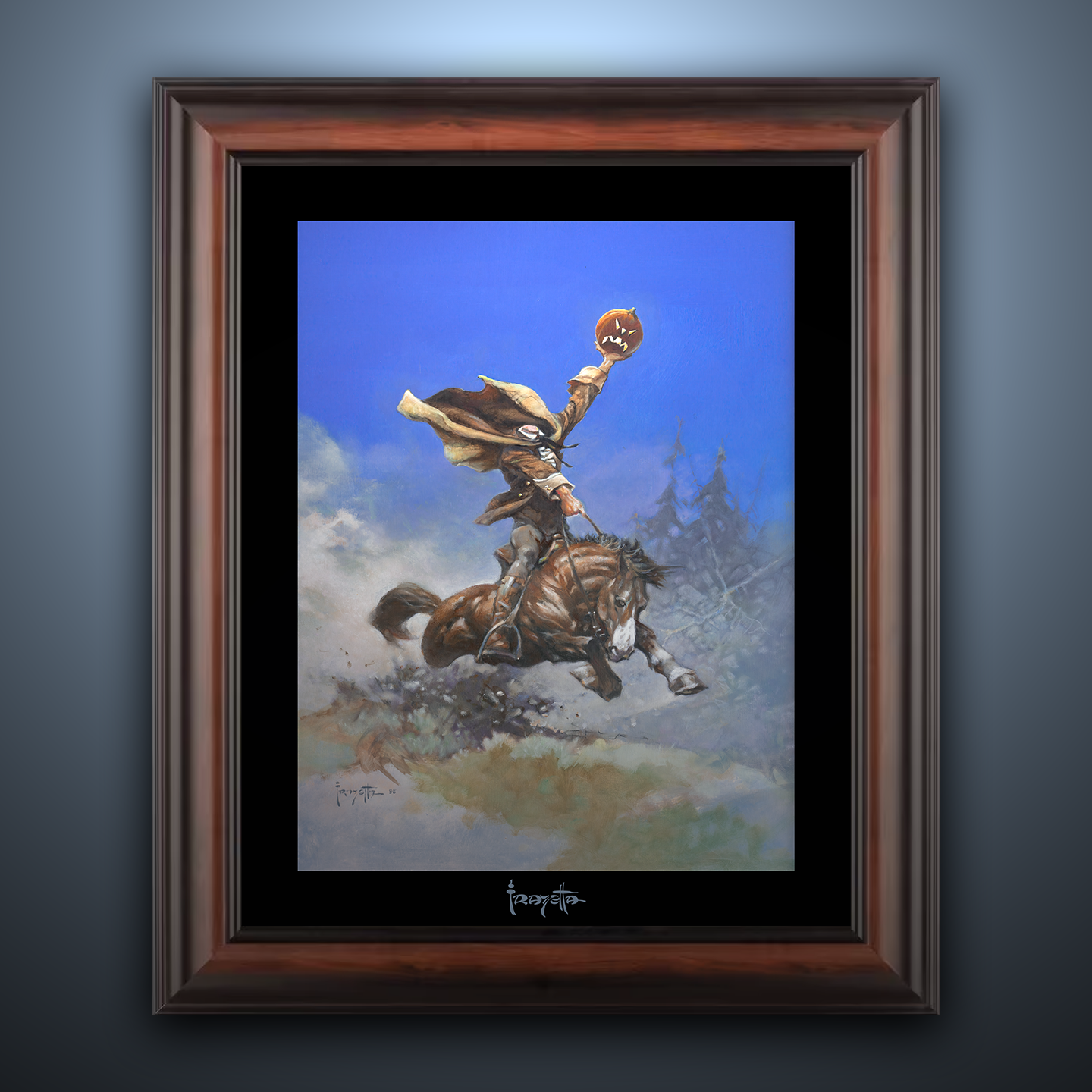 Gallery Series print of &quot;Headless Horseman I&quot; by Frank Frazetta, unframed, showcasing dramatic movement and eerie detail.