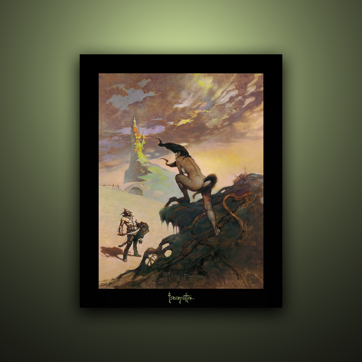 Gallery Series print of &quot;Pony Tail&quot; by Frank Frazetta, unframed, capturing dynamic motion and fantasy drama.